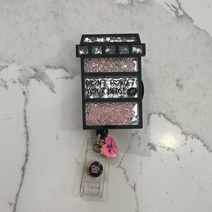 Betsey Johnson shaker name badge reel